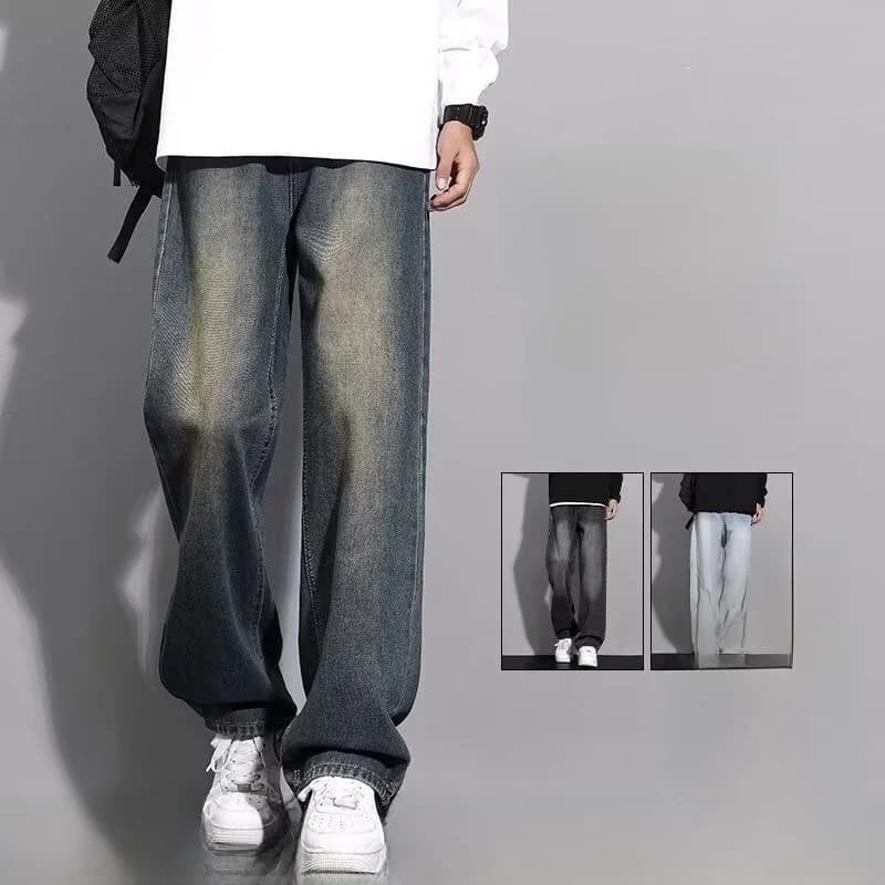 Thickened Fleece Men's Denim Jeans High Waist Super Tight Fit Zipper Closure High Street Style Hip Hop Letter Print Winter Ready