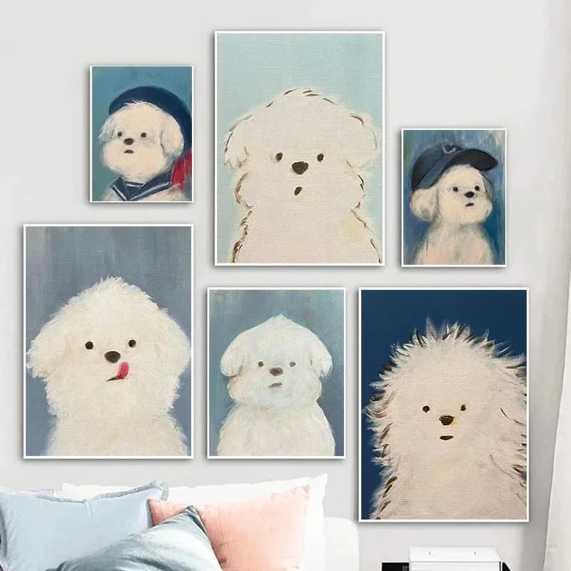 Simpatico cartone animato Scratchy Little Dog Kawaii Poster e stampe Stampa su tela Immagine di arte della parete per la decorazione domestica del soggiorno