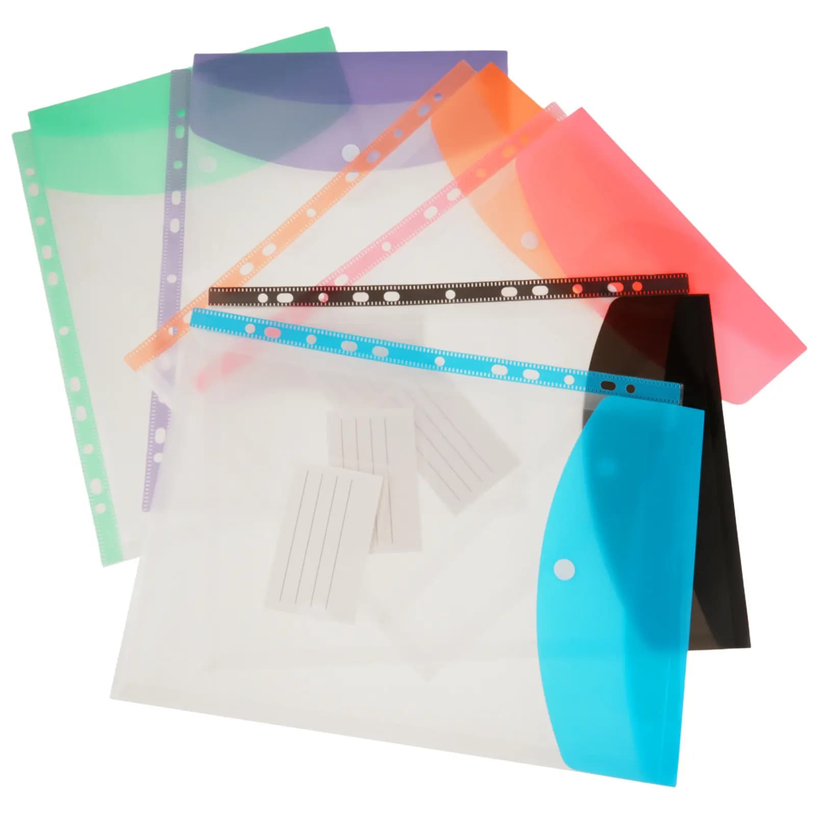 6Pcs Waterproof Clear Plastic Binder Pocket 11 Holes Expandable File Folder Organizer for School Office Document Storage