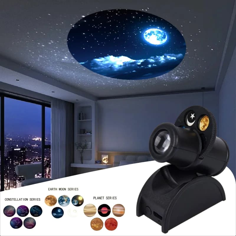Proiettore planetario a luce notturna con proiezione lunare ricaricabile tramite USB Luce ambientale di sfondo creativo a LED regolabile sostituibile