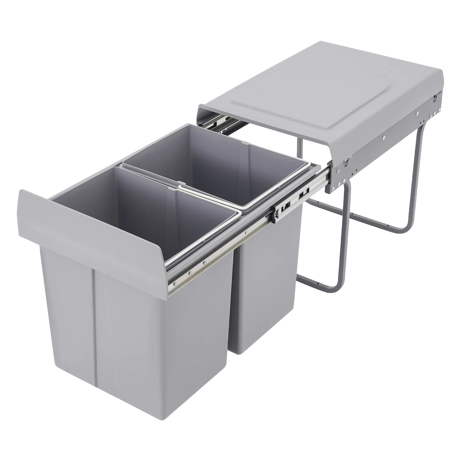 Cestino per Rifiuti da Cucina 40L, Bidone Scorrevole Doppio per Armadio da Cucina, Contenitore per Riciclo e Gestione Rifiuti