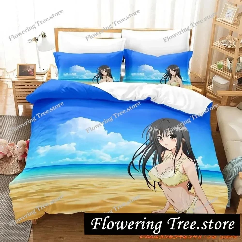 Set di Biancheria da Letto To Love Ru, Singolo, Matrimoniale, Queen, King Size, per Adulti e Bambini, Set Copripiumino con Stampa 3D Anime