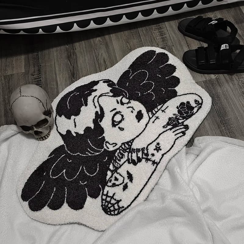 VIKAMA Halloween Decoration Gazelle Girl Floor Mat Non-Slip Absorbent Entry Door Mat Indoor Decoration