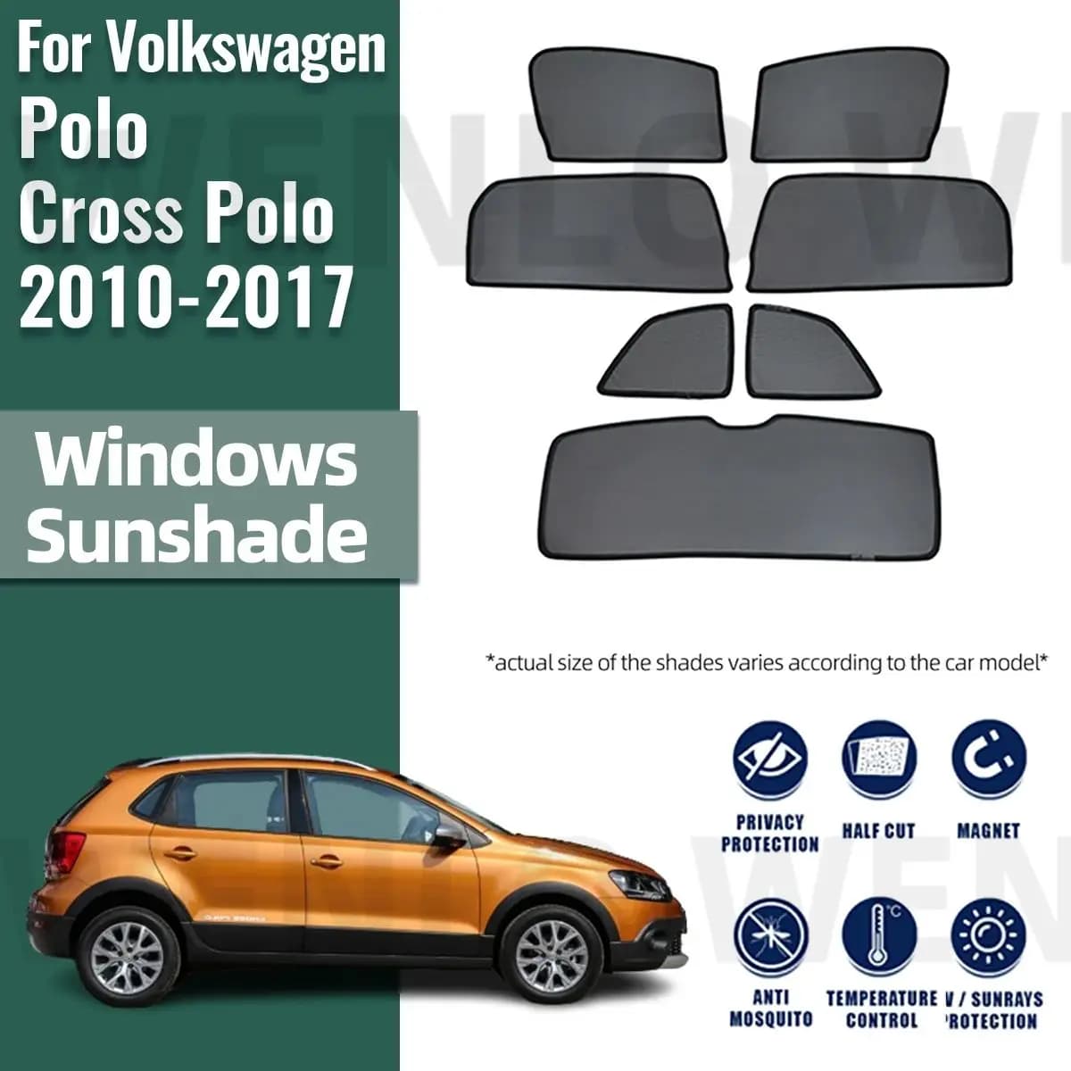 Per Volkswagen VW POLO Hatchback 2009-2016 2017 Magnetico Auto Parasole Parabrezza Anteriore Tenda Lunotto Laterale Posteriore Parasole Scudo