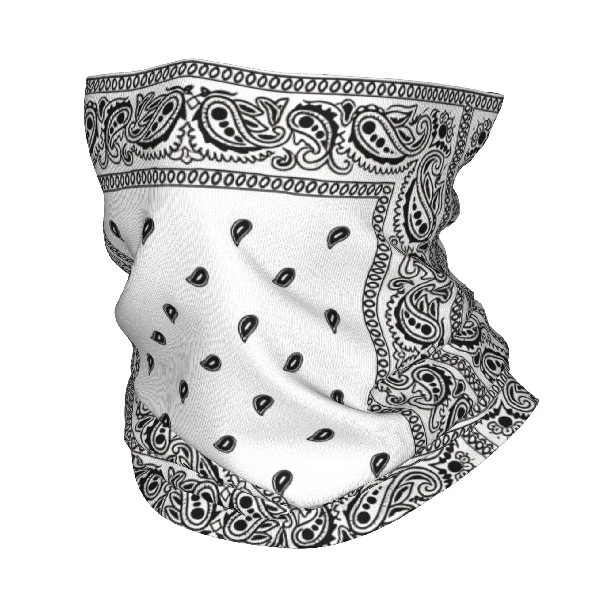 Outdoor Sports Balaclava Black White Paisley Border Bicycle Mask Soft Motorcycle Face Mask y2k Cool UV Protection Neck Gaiter