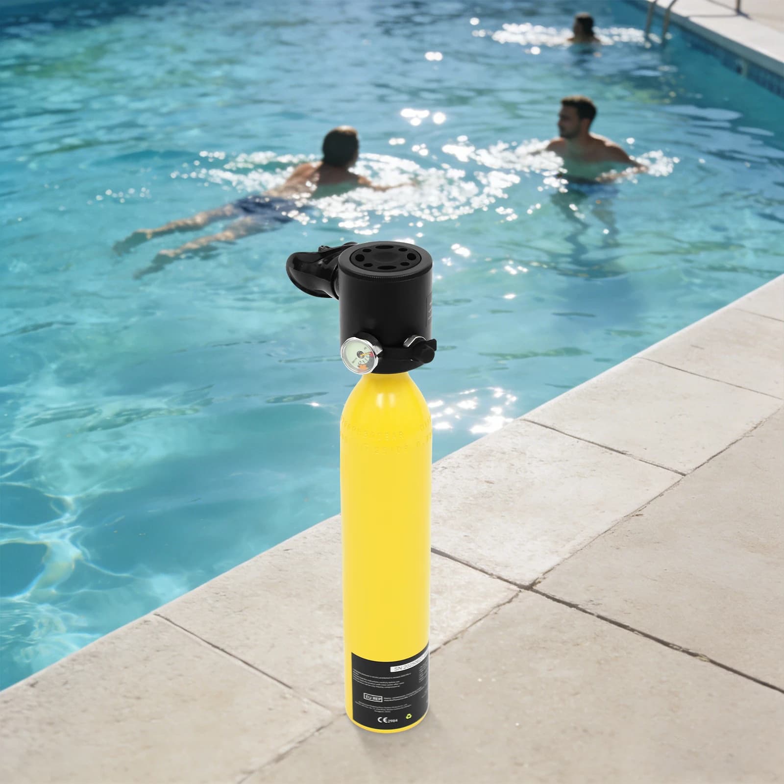 Mini Bombola Subacquea da 0,5L con Pompa Manuale, Cilindro per Respirazione Subacquea, Fornitura d'Aria di Emergenza per Snorkeling, Corda Anti-Smarrimento, Facile da Usare