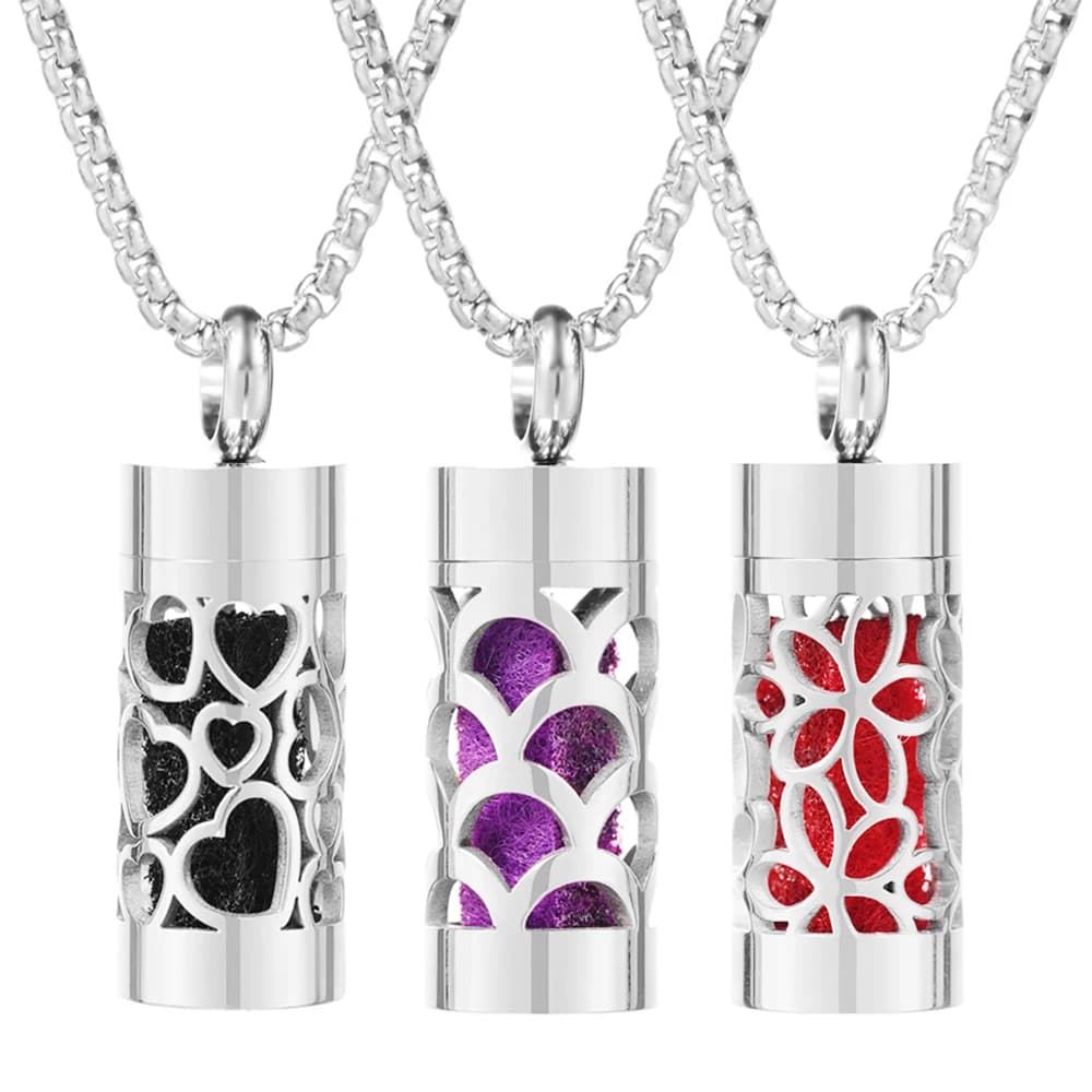 Cuore Fiori Modello cavo Acciaio inossidabile Aromaterapia Profumo Ciondolo Spirale Aperto Diffusore di oli essenziali Collana da donna Regalo