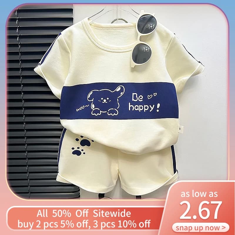 2 pezzi Cartoon Bear bambini pantaloncini manica corta set estate bambini vestiti ragazzo ragazza bambino sottile cotone Tee tute abiti di moda