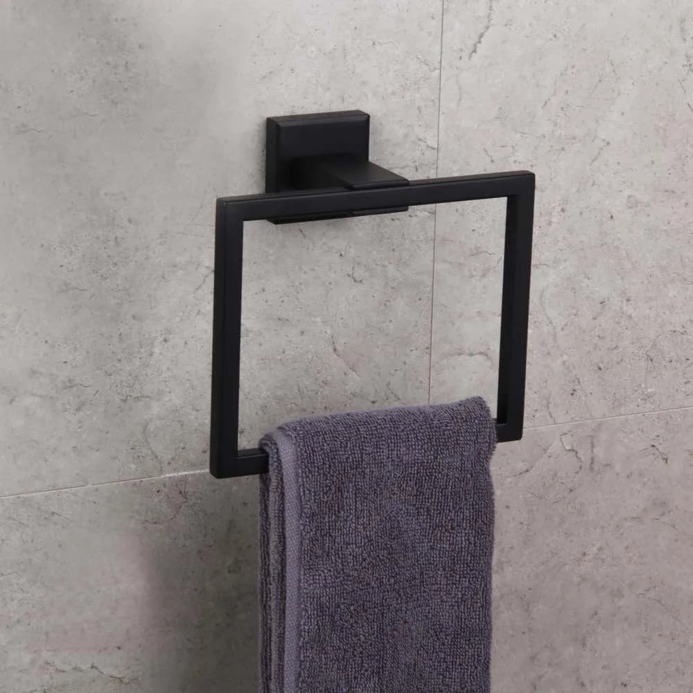 Portasciugamani da Parete Tuqiu, Nero, in Acciaio Inox SUS304, Cromato, Barra Portasciugamani per Bagno