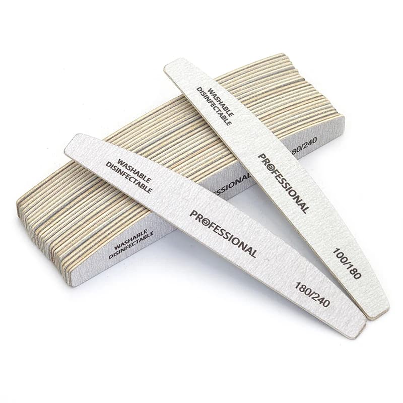 10 pz/lotto Lime per unghie in legno professionali 100/180/240, Lime per manicure e pedicure a doppia faccia in legno grigio a forma di barca