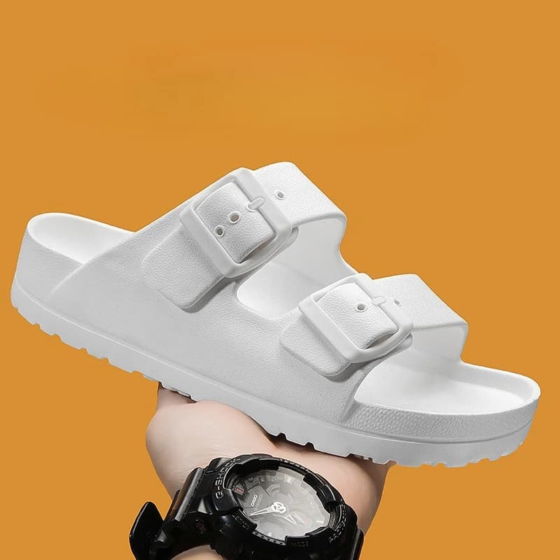 Ciabatte da donna leggere in EVA stile Birkenstock con doppio cinturino regolabile, sandali piatti in gomma da infilare, estivi
