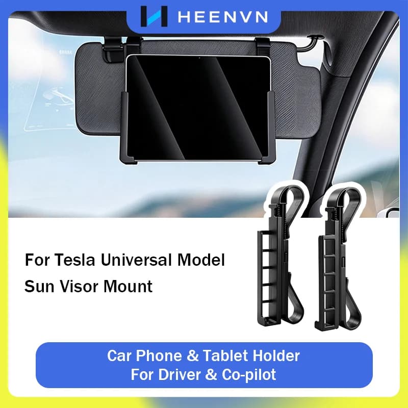 Heenvn Sun Visor Mount Installation Car Phone &Tablet Mobile Holder Bracket Universal For Driver Passenger Seat ABS 2Pcs/Set