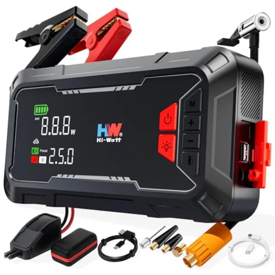 Avviatore di Emergenza per Auto con Compressore d'Aria [44.4Wh 160PSI] Vero 2000A, Avviatore Portatile per Auto 8.5 Benzina/6.5L Diesel 12V