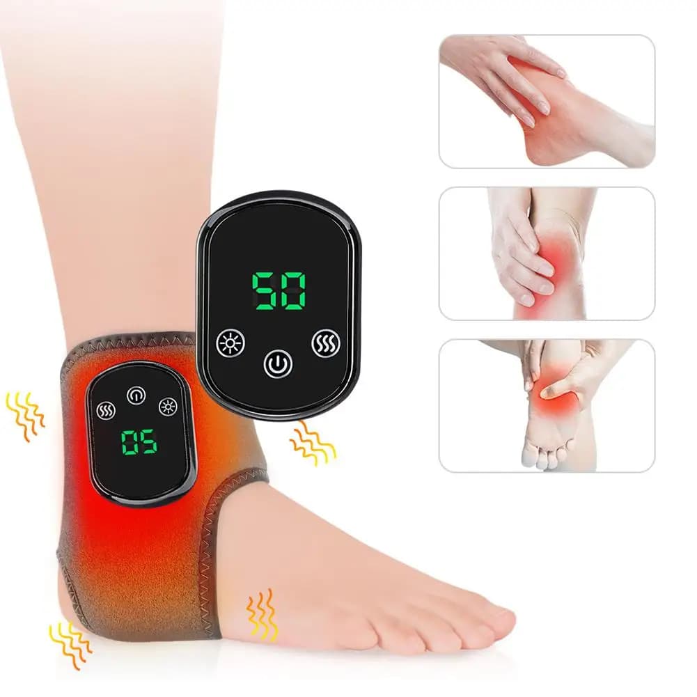 Massaggiatore riscaldato per piedi e caviglie Massaggiatore elettrico per piedi Massaggiatore termico per assistenza sanitaria Avvolgimento per massaggio alla caviglia per protezione articolare Tutore di supporto per caviglia