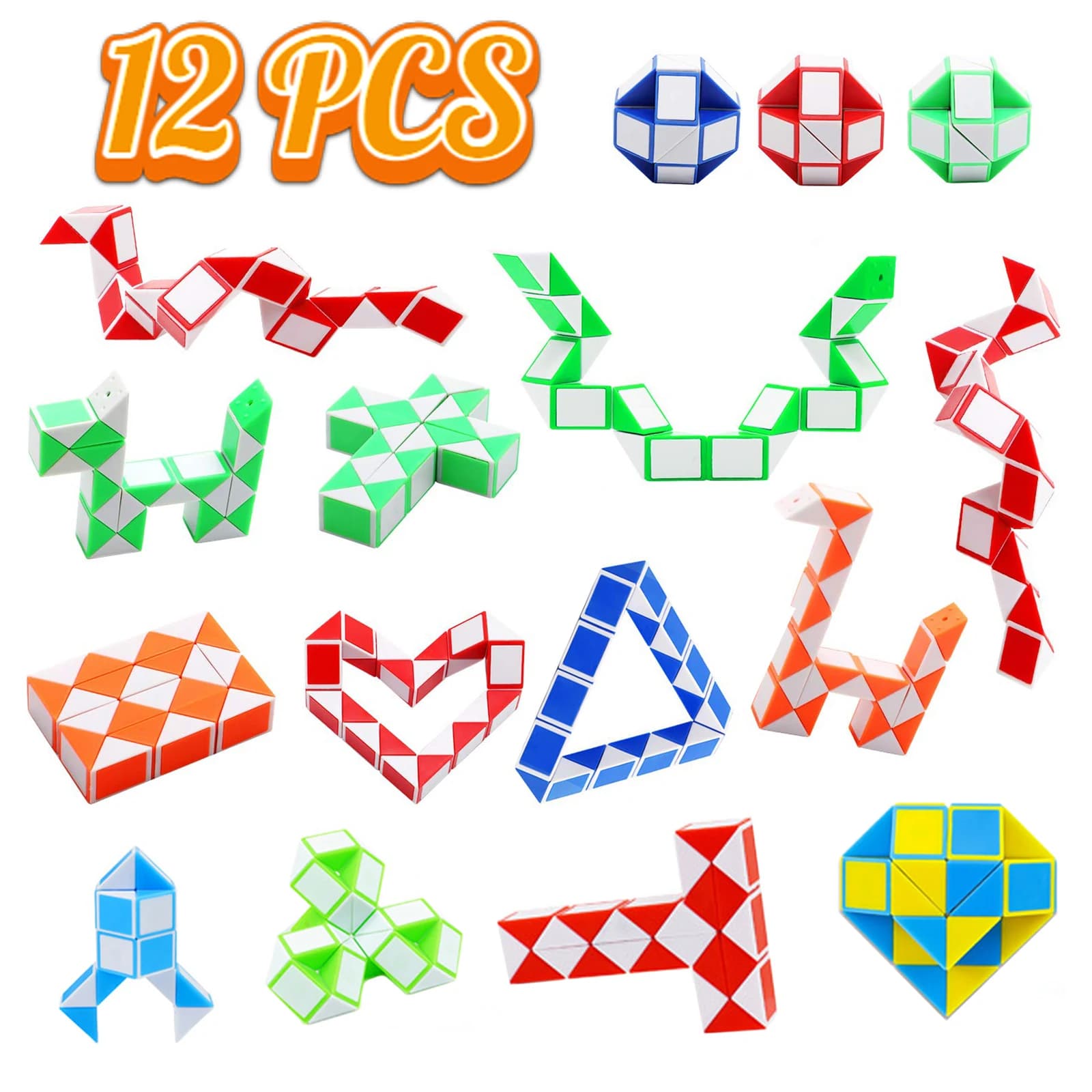 12-6 pezzi casuale serpente cubo twist pieghevole puzzle giocattolo agitarsi 24 blocchi righello magico antistress gioco regalo per bambini adulti