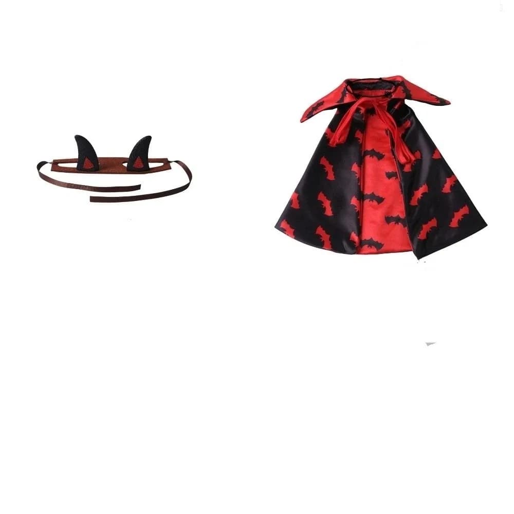 Stand-collar Cat Cosplay Cloak Adjustable Fit Comfortable Pet Devil Headband Soft Breathable Halloween Dog Clothes Photography