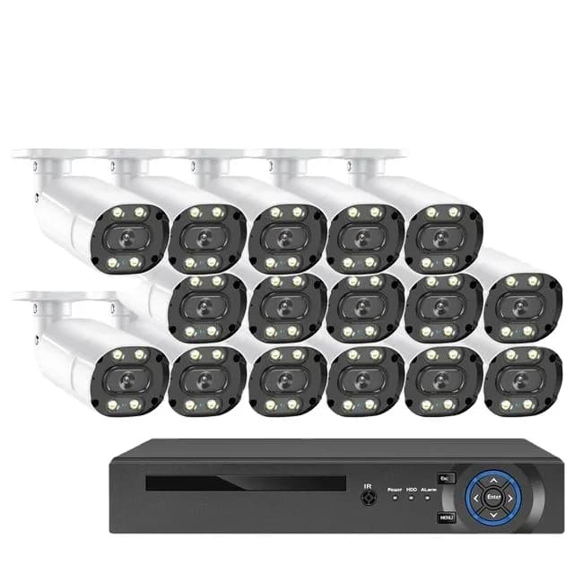 Sistema di Sicurezza con Telecamere POE 16CH 8mp 5mp, Kit Telecamere di Sicurezza POE 8mp con Audio Bidirezionale, Sistema CCTV con NVR POE 4K