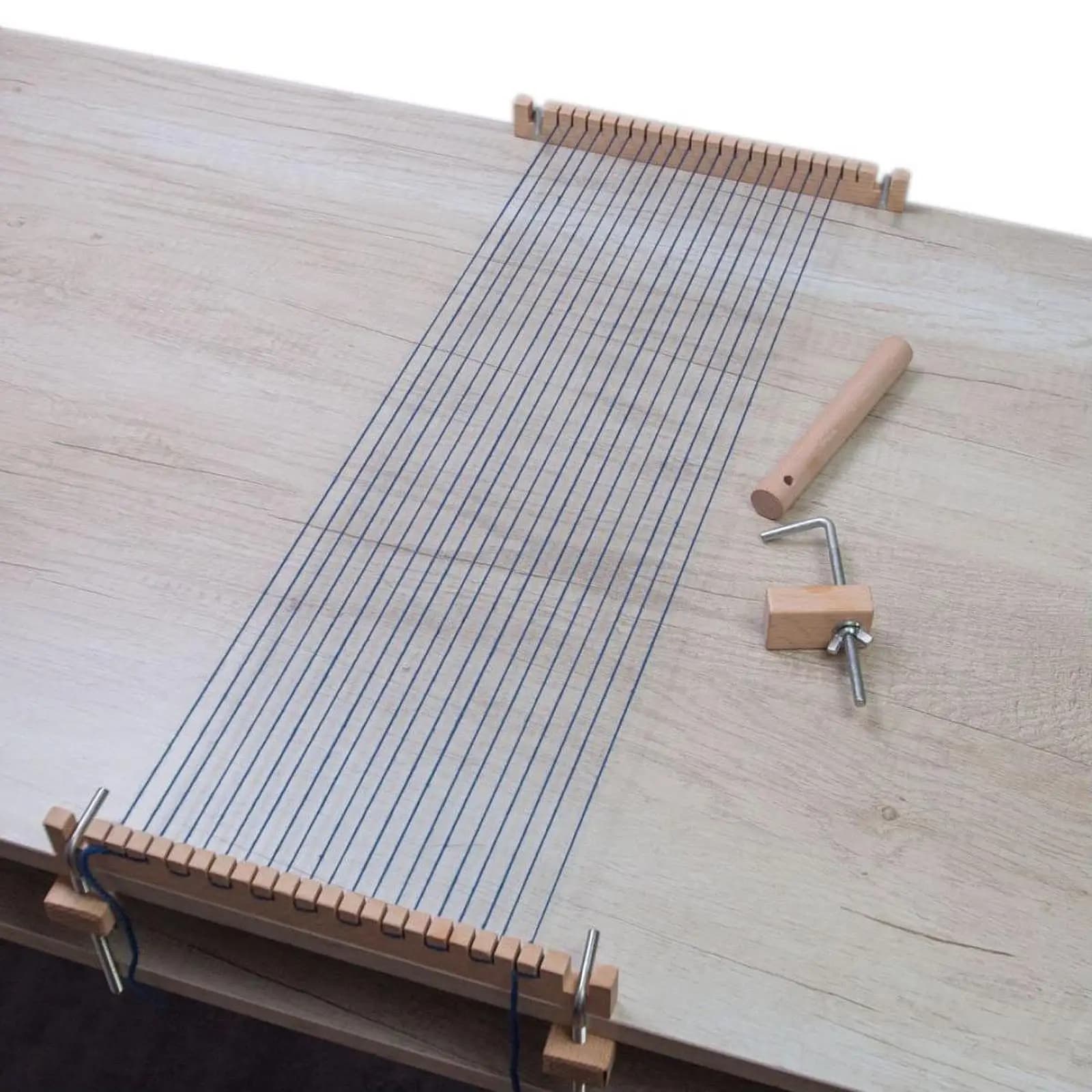 Warping Pegs and Adjustable Clamp Set Wooden Handcraft Weaving Loom Pegs for Pad for Sewing Machine Table and Card Weaving