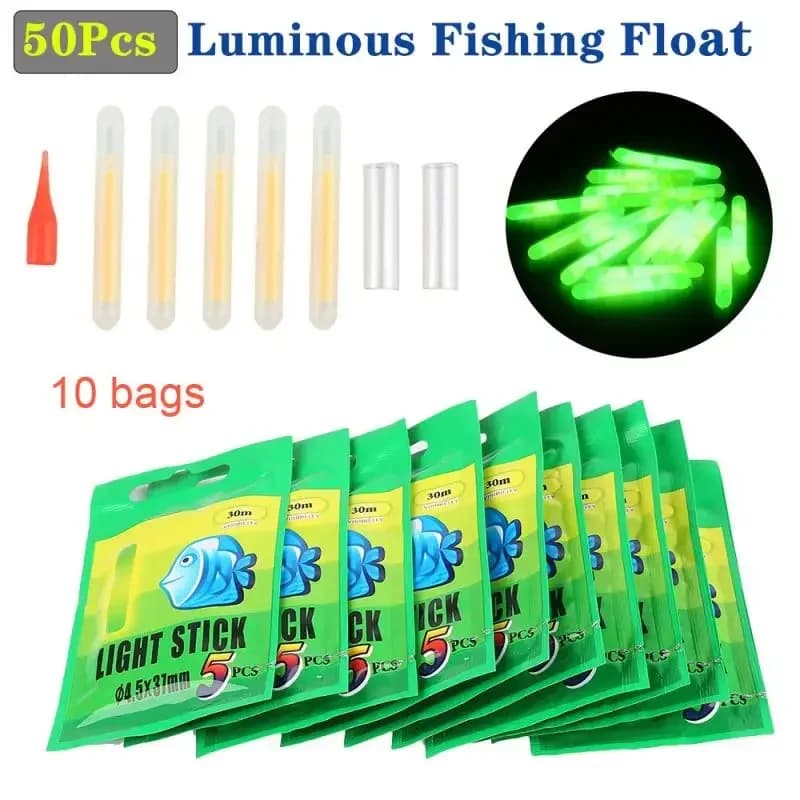5Pcs/50Pcs Luminous Fishing Float Fireflies Fishing Float Fluorescent Lightstick Night Float Rod Lights Dark Glow Stick Tools