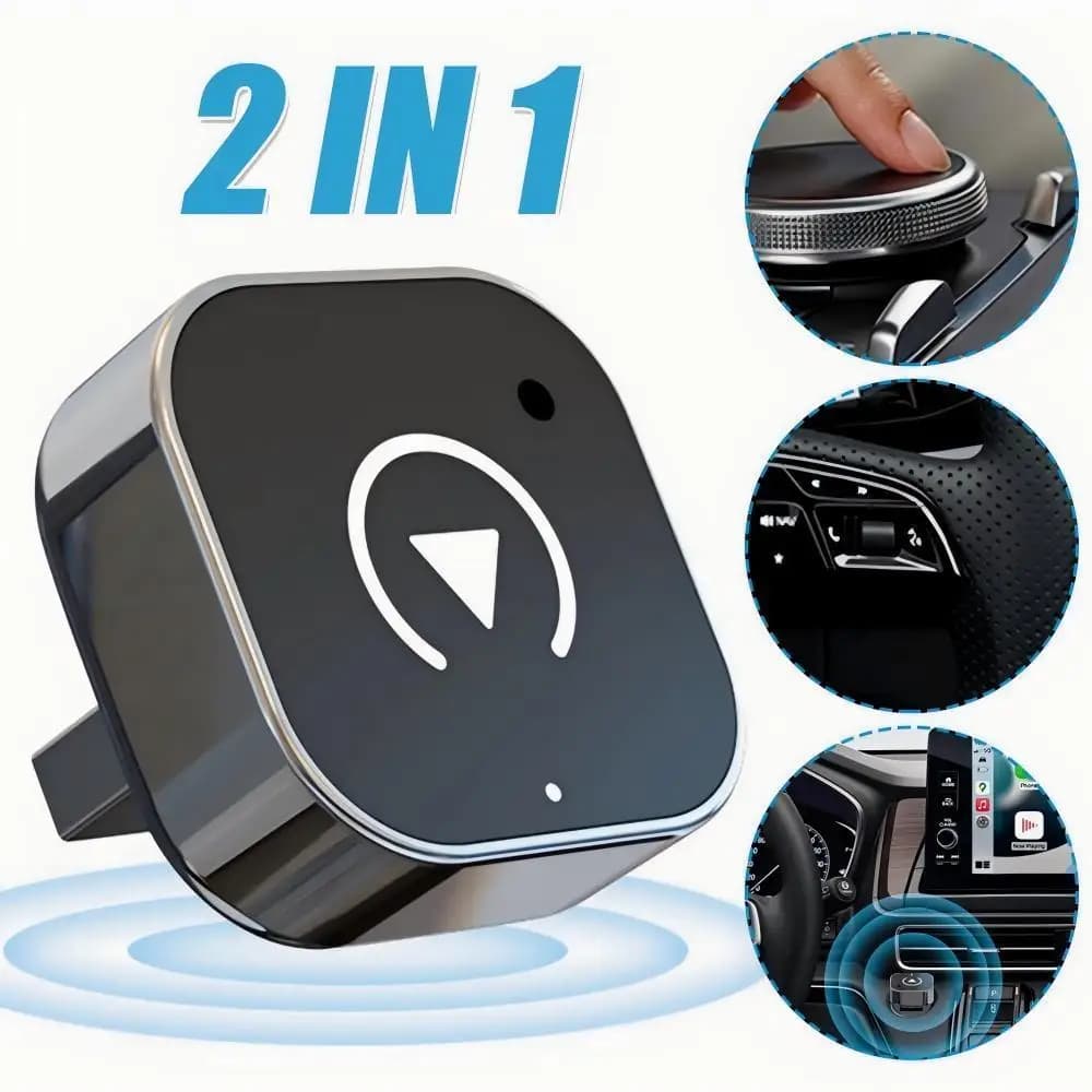Smart Dongle Electroplating Box, Car Infotainment Screen wireless Carplay Adapter For Apple iOS For Android Auto, Plug and Play
