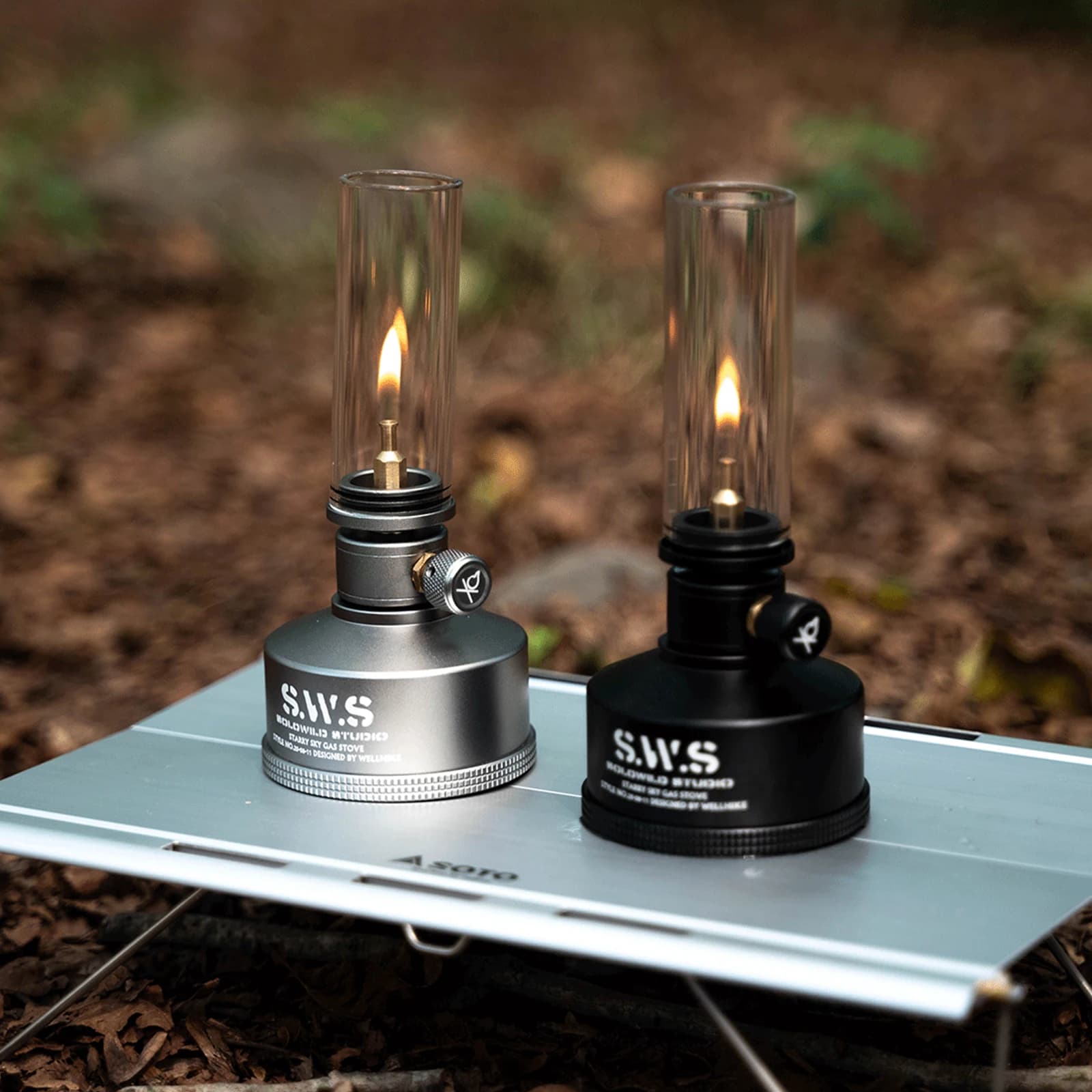 Set of outdoor gas lights, camping, picnic, retro decorative atmosphere, camping and hiking gas lantern