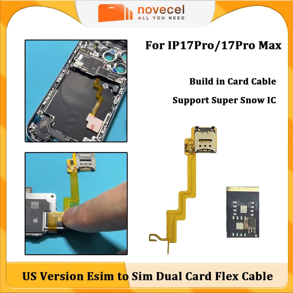 Cavo flessibile da eSIM a SIM per iPhone 17 Pro MAX 17Pro versione USA, con IC Super Snow integrato, ricambio e strumenti di riparazione