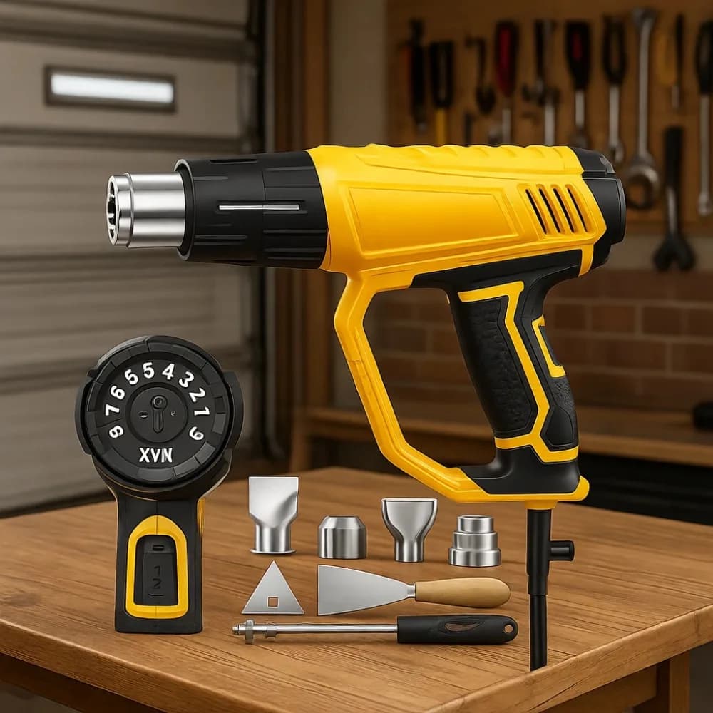 Pistola Termica 1800W a Riscaldamento Rapido, Temperatura Variabile da 140F a 1202F, 4 Ugelli per PVC, Pellicole Termoretraibili, Vernici, Strisce Adesive, Vinile