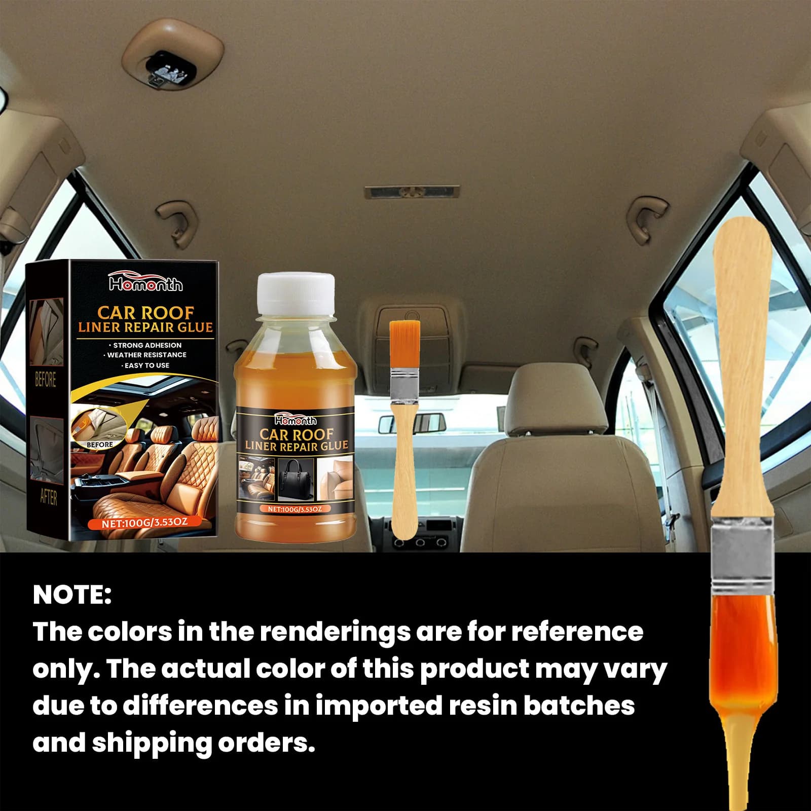 Colla adesiva per rivestimento interno auto – Kit di riparazione tessuti a rapida asciugatura e resistente alle alte temperature – Riparazione robusta per tetto che si affloscia – Non lascia segni B