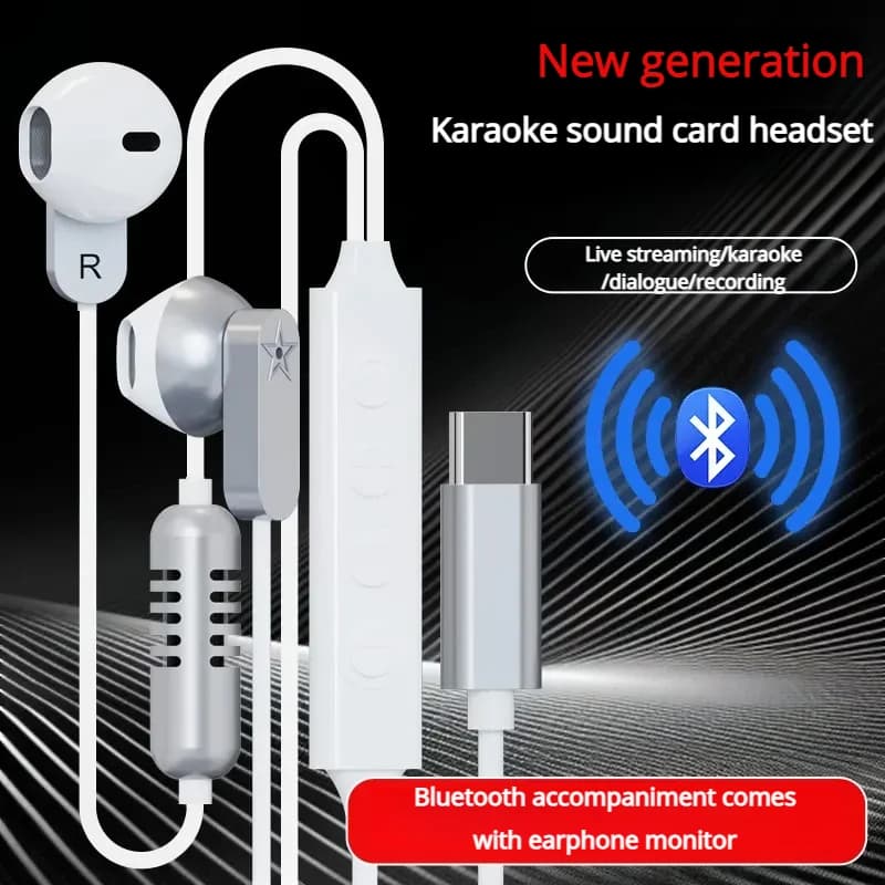 Cuffie con scheda audio, cuffie cablate con cancellazione del rumore e microfono, adatte per canto dal vivo e streaming, interfaccia Type-C