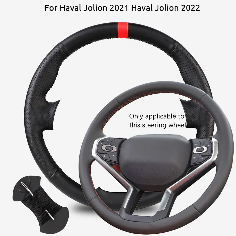 Coprivolante per auto personalizzato per Haval Jolion 2021 Haval Jolion 2022 Involucro per volante cucito a mano in pelle microfibra