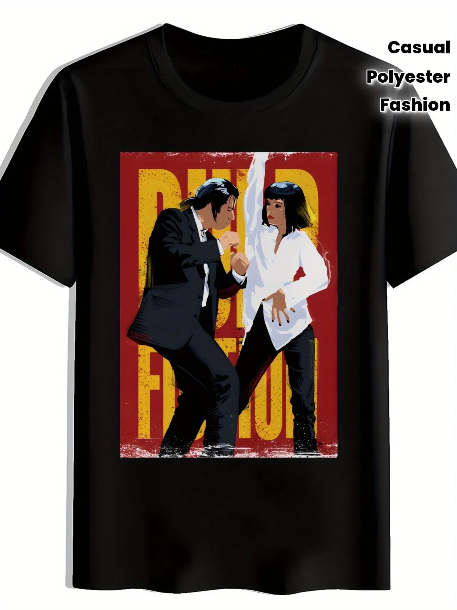 T-Shirt Casual da Uomo a Maniche Corte con Stampa Grafica 'Daring' - Nero, Girocollo in Poliestere, Top Estivo alla Moda per Adulti