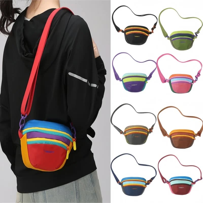 Fashionable chest shoulder bag with dopamine Waterproof nylon portable shoulder bag Sport travel belt bag for large capacity outdoor racing