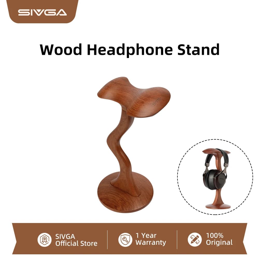 Supporto Universale in Legno per Cuffie SIVGA, Porta Cuffie in Palissandro, Espositore da Scrivania, Accessori per Auricolari