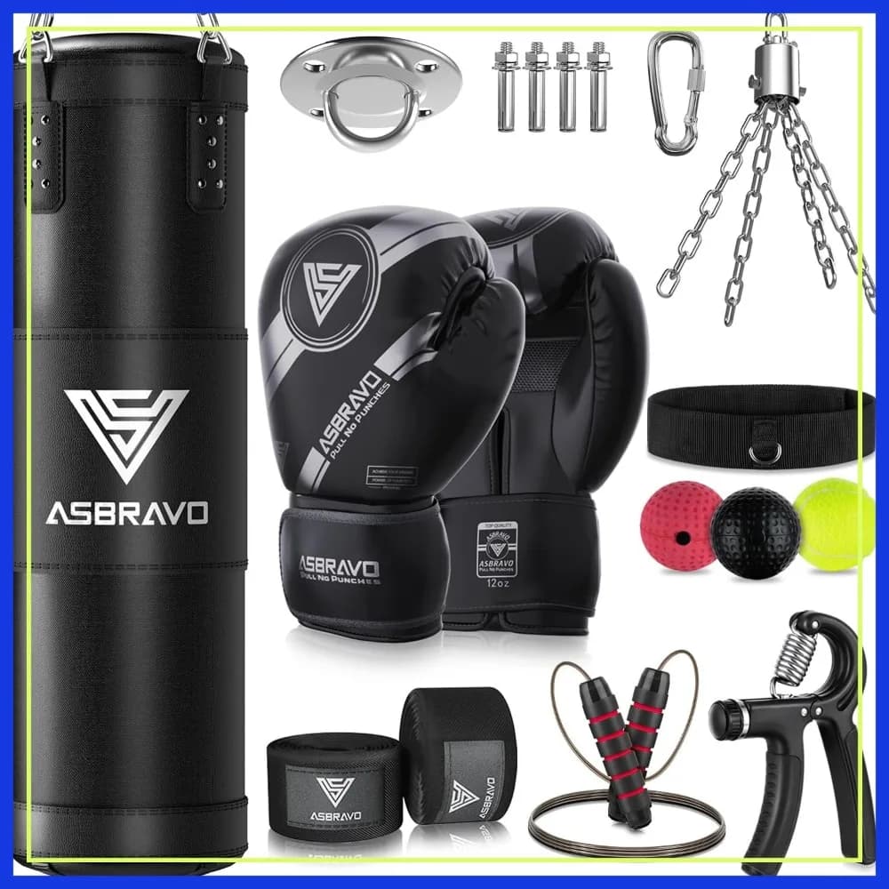 Set Sacco da Boxe Pesante da 120 cm con Guanti per MMA, Kickboxing, Allenamento a Casa, Non Riempito