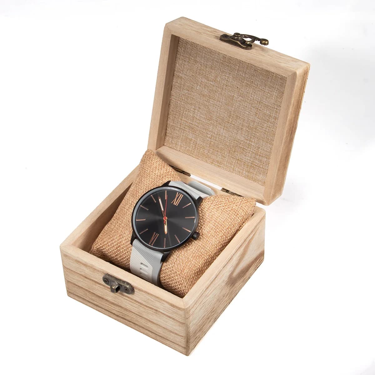 Custodia singola in legno per orologi da uomo e da donna, con morbida fodera in lino, espositore per gioielli, organizer e portaoggetti