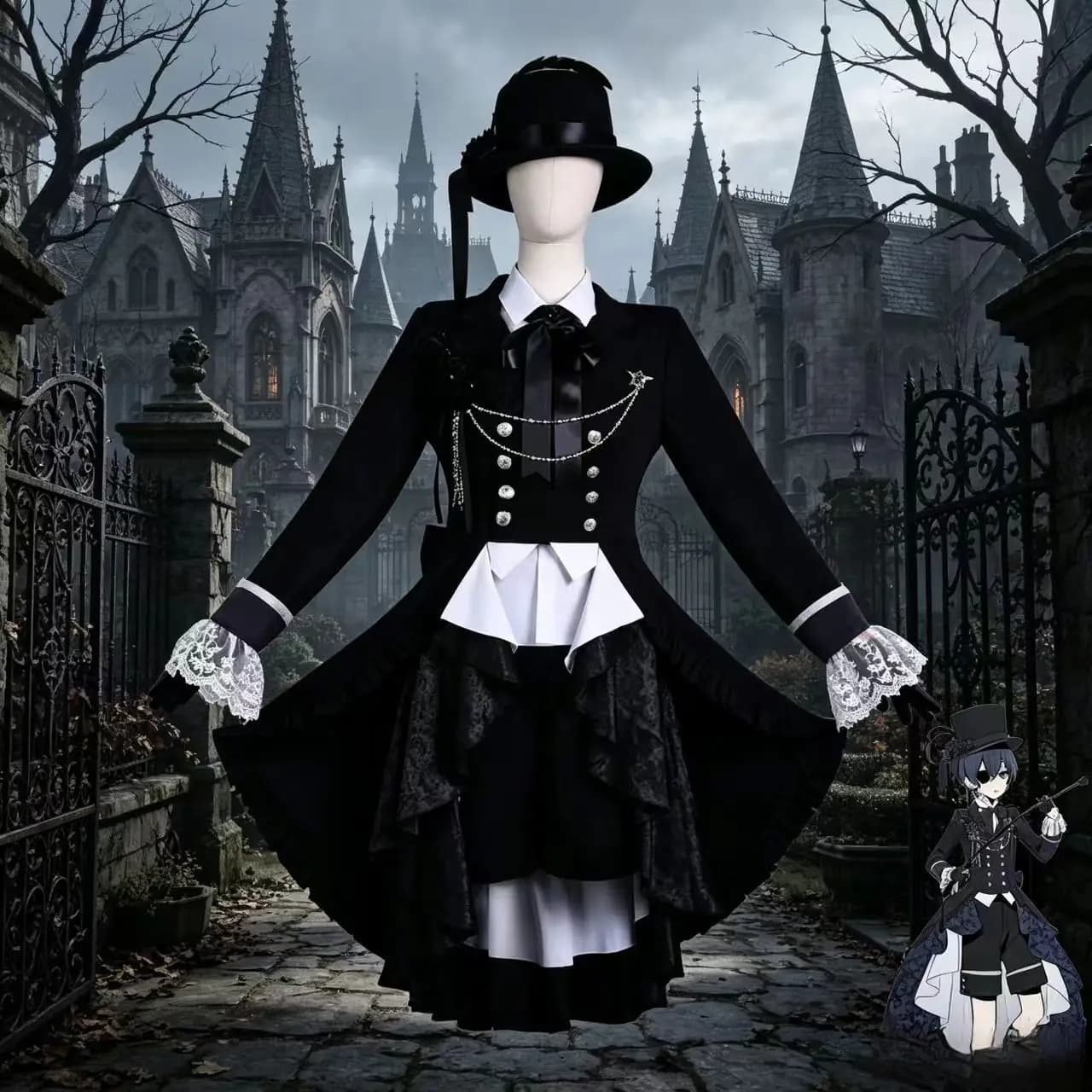 Ciel Phantomhive Cosplay Costume Black Butler Black Rose Ciel Phantomhive