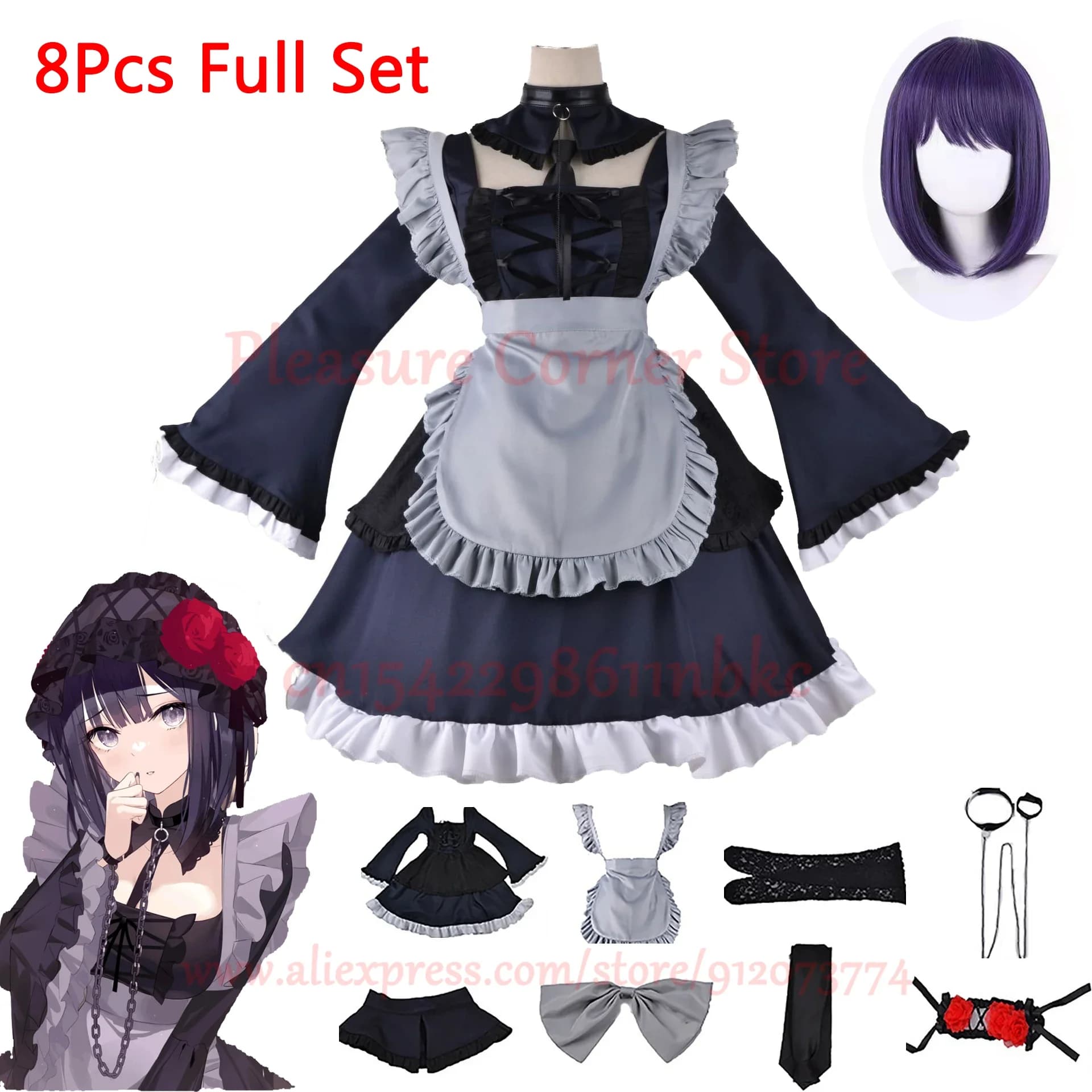CosplayAnime Il mio Dress Up Darling Marin Kitagawa Costume Cosplay Cameriera Vestito Cosplay Halloween Kitagawa Marin Kuroe Shizuku Completo S