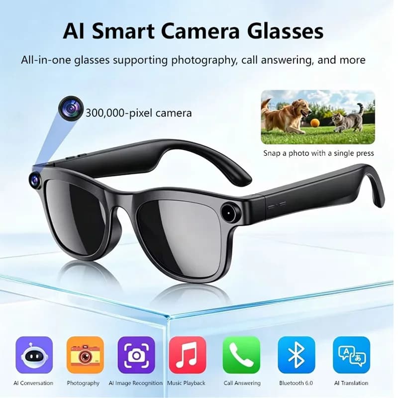 Smart Photo Taking Bluetooth Sunglasses with AI Translation Wireless Calling Outdoor Cycling