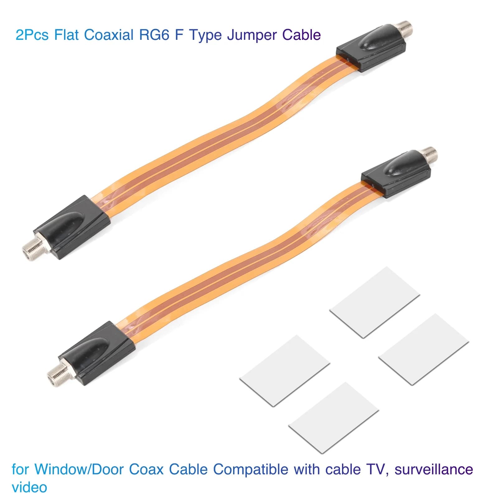 Cavo jumper coassiale piatto tipo RG6 F da 2 pezzi per cavo coassiale per finestra/porta compatibile con TV via cavo, video di sorveglianza