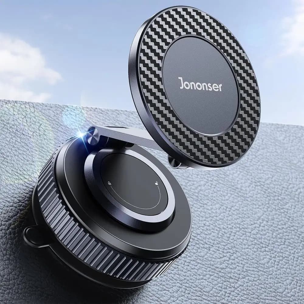 360 ° Supporto Magnetico Regolabile per Telefono da Auto, Compatibile con iPhone Serie 17/16/15/14/13/12 (Fibra di Carbonio e Lega)