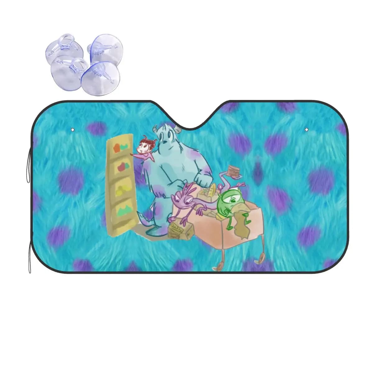 Parasole Pieghevole Personalizzato per Parabrezza Anteriore con Tema Anime Monsters University, Protezione Solare per Finestrini