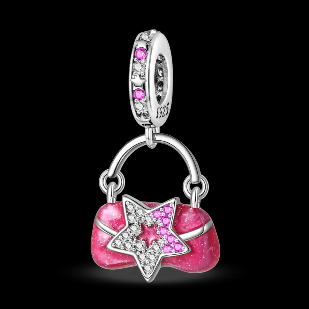 Ciondoli a forma di stella rosa placcati in argento 925, adatti per braccialetti con ciondoli 925, gioielli alla moda, regali per donne
