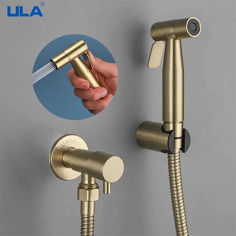 ULA Rubinetto per bidet spazzolato Set spruzzatore per bidet portatile in acciaio inossidabile Spruzzatore per WC Rubinetto per bidet Accessorio per rubinetto singolo per acqua fredda