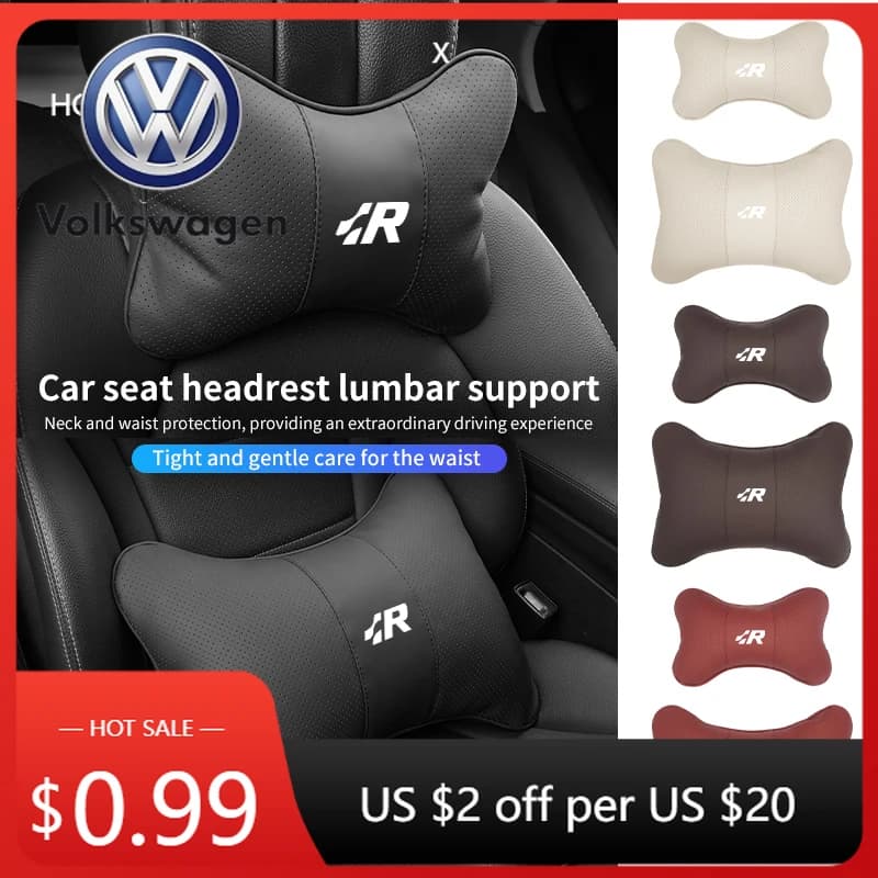 Cuscino Lombare per Poggiatesta Auto VOLKSWAGEN 2026, Supporto Cervicale a Forma di Osso per Volkswagen VW Jetta Golf4 5 6 Beetle B5