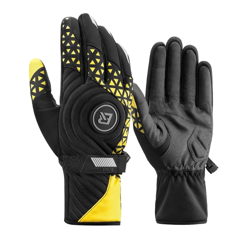 ROCKBROS Guanti da bicicletta caldi invernali Guanti da moto in pile termico spesso Guanti a dita intere Touch Screen Sport Sci Guanti da ciclismo