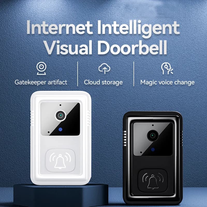 Smart Doorbell Camera Visual Security Doorbell Audio Video Intercom With Camera Wireless Self-Adhesive Night Vision App Control