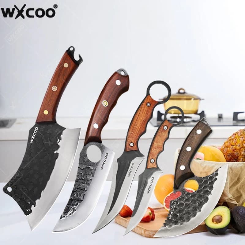 WXCOO Multifunctional Stainless Steel Kitchen Knife Barbecue Knife Meat cutting Fruit Knife Forged Chef Knife handmade for domestic use