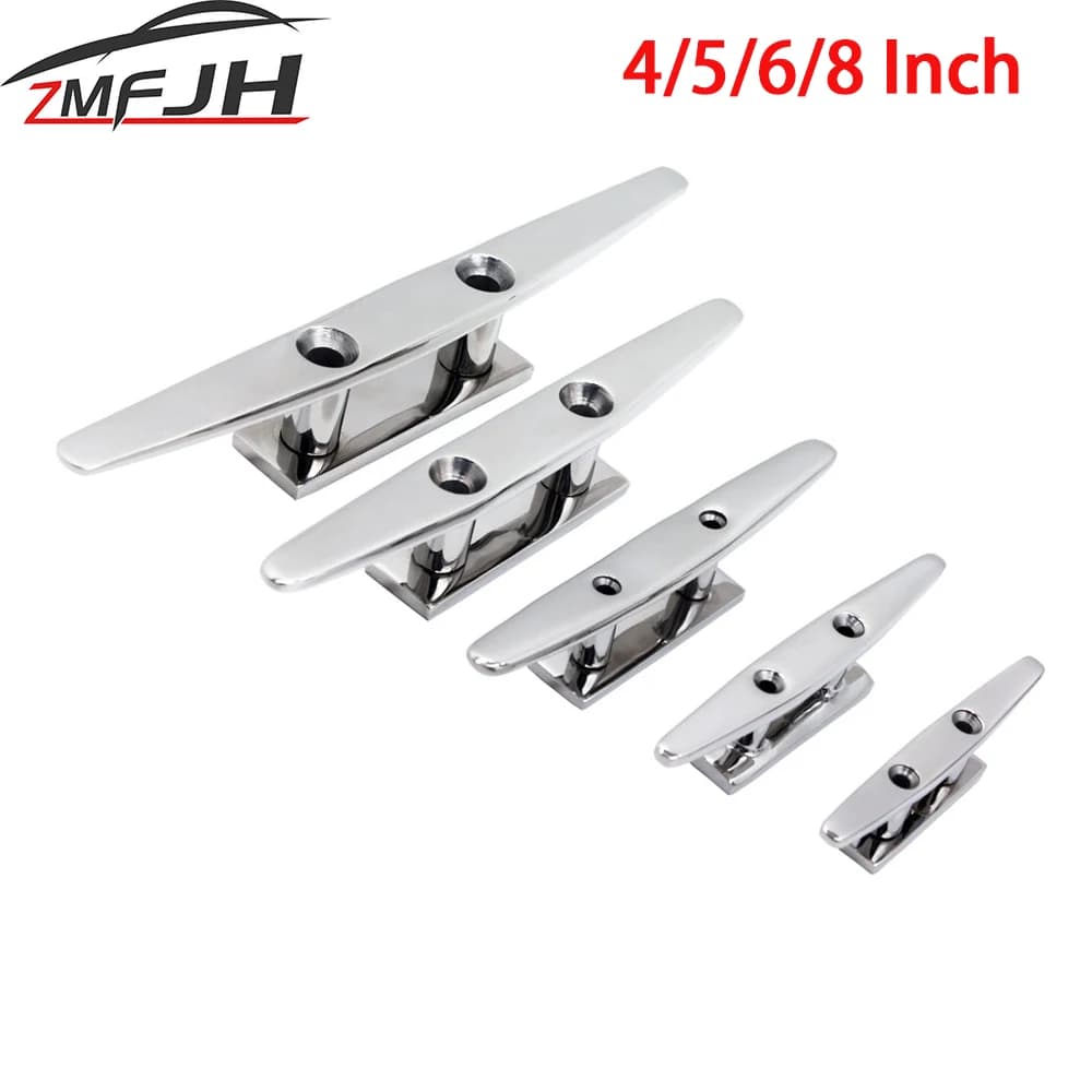 AD 4" 5" 6" 8" 316 Stainless Steel Polished Combo Mooring Cleat 2 Hole Hardware Boat Cleats For Marine Boat Deck Rope Tie Yacht