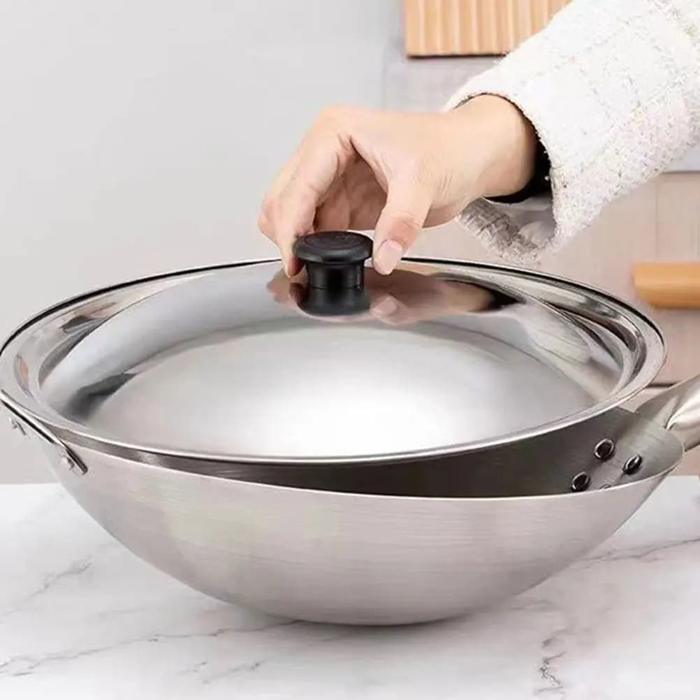 Universal Stainless Steel Pan Lid 30-30.5cm Inner Diameter Replacement Cover for Skillet Frying Pan Cast Iron Cookware Grease