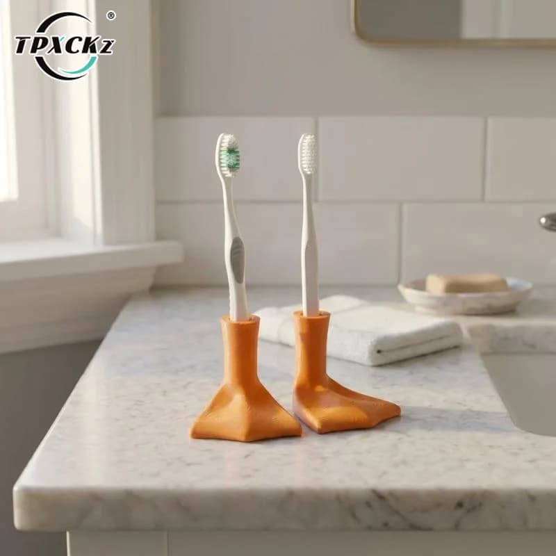 SL 1/2pcs Duck Foot Toothbrush Holder, Creative Duck Paw Design Toothbrush Stand, Universal Bathroom Countertop Organizer